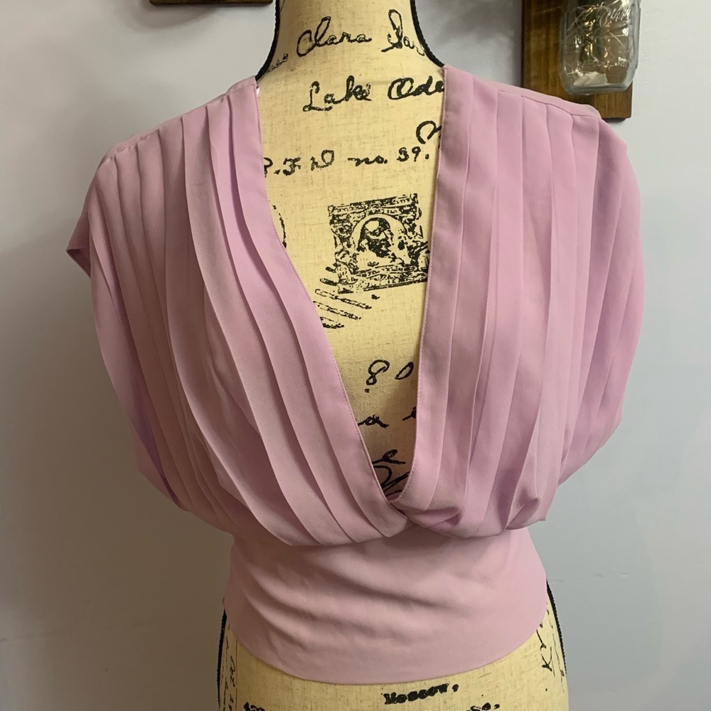 Favlux‎ purple top accordion chest open v neck